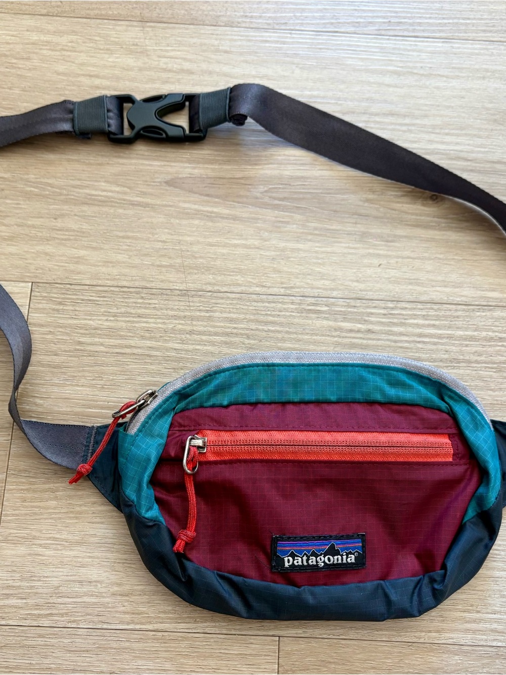 Patagonia Burgundy, Teal & Coral Belt Bag